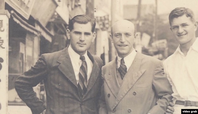A photo of Arielle Salomon's grandfather, Abram Salomon, at left in photo.