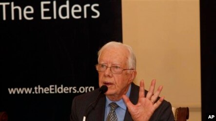  The Elders အဖြဲ႔ သတင္းစာရွင္းလင္းပြဲ၊ အေမရိကန္ သမၼတေဟာင္း Jimmy Carter ၊ ရန္ကုန္ၿမိဳ႕ Strand Hotel၊  စက္တင္ဘာလ ၂၆။