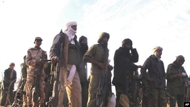 MNLA handout photo taken in February 2012 but released April 2, 2012 reportedly shows fighters gathering in an undisclosed location in Mali.