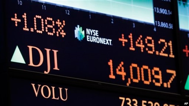Chứng khoán Mỹ tăng điểm mạnh hôm thứ sáu trong lúc chỉ số Dow Jones vượt mức 14.000 điểm lần đầu tiên kể từ khi xảy ra vụ khủng hoảng tài chánh (1/2/2013).