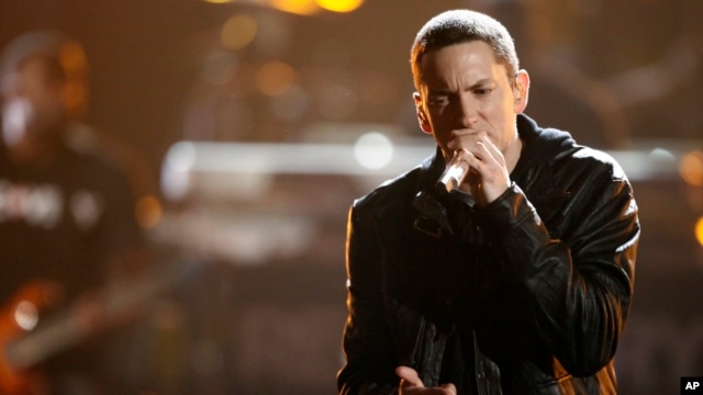 FILE - Eminem performs at the BET Awards June 27, 2010 in Los Angeles