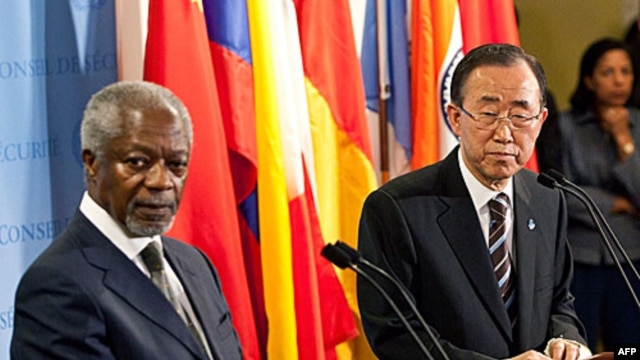 Special envoy Kofi Annan (left) with UN Secretary General Ban Ki-Moon Jun 7, 2012 