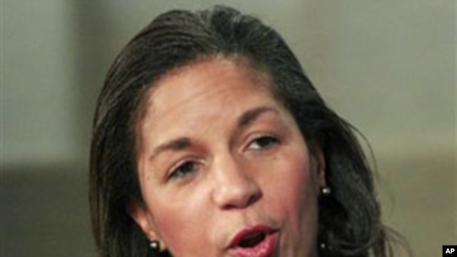 Ambassador Susan Rice, the US Ambassador to the UN, speaks at the Twitter office in San Francisco, February 10, 2011 (file photo)