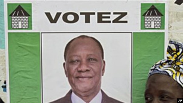 Poster of Ivory Coast opposition leader Alassane Ouattara, 25 Nov 2010