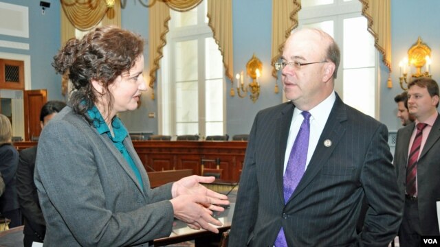 VOA's Fatima Tlisova and Rep James McGovern (D-MA)