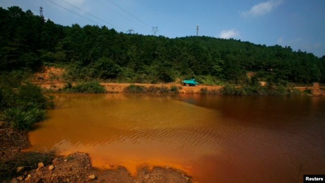 Một hồ nước bị ô nhiễm trong tỉnh Quảng Đông của Trung Quốc.