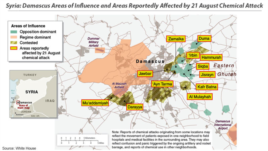 Bản đồ các khu vực bị ảnh hưởng vì vụ tấn công bằng vũ khí hóa học.
