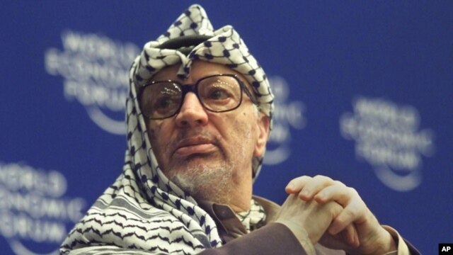 Nhà lãnh đạo quá cố của Palestine Yasser Arafat tại Diễn đàn Kinh tế Thế giới ở Davos, Thụy Sỹ, 31/1/2000.