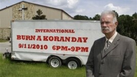 The Rev. Terry Jones at his church in Gainesville, Florida Aug. 30, 2010 announcing plans to burn Qurans to mark the anniversary of the 2001 terror attacks in New York and Washington.