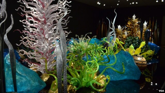 This installation, called Laguna Torcello, contains 1500 individual pieces of glass. (VOA/S. Logue)