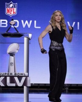 Madonna at a Super Bowl press conference