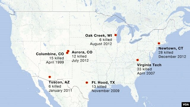 Recent mass-shootings in the U.S.