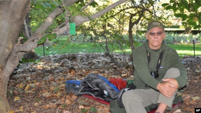 Naturalist Michael Fay camped out at the Missouri Botanical Garden during a recent visit to St. Louis.