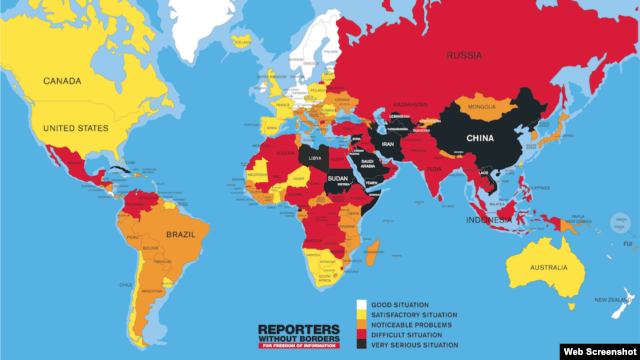 Reporteros sin Fronteras ubicó a EE.UU. en el décimo cuarto lugar de su lista de libertad de prensa en el mundo.