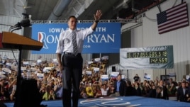 Ứng cử viên tổng thống của đảng Cộng hòa Mitt Romney vận động tranh cử tại Cedar Rapids, Iowa, ngày 24/10/2012