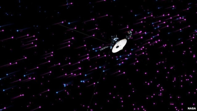 This still image depicts NASA's Voyager 1 spacecraft exploring a new region in our solar system called the "magnetic highway."