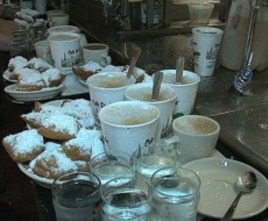Cafe Du Monde's famous cafe au lait and beignets