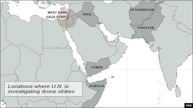 Locations where U.N. is investigating drone strikes