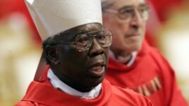 Nigerian Cardinal Francis Arinze attends a Mass in St. Peter's Basilica at the Vatican, April 18, 2005.