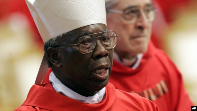 Nigerian Cardinal Francis Arinze attends a Mass in St. Peter's Basilica at the Vatican, April 18, 2005.