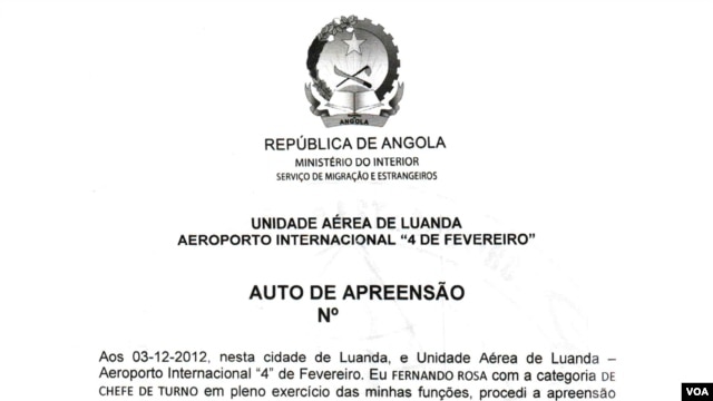 Auto de apreensão dos passaportes a Adriano Parreira