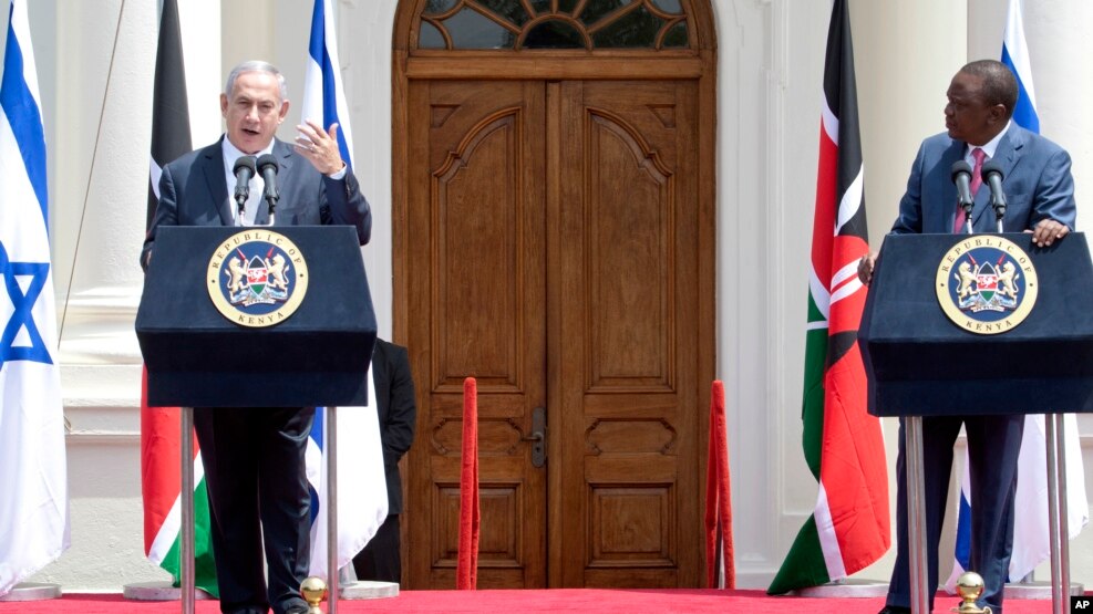 Waziri Mkuu wa Israeli, Benjamini Netanyahu, na Rais wa Kenya, Uhuru Kenyatta. 