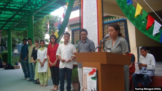 Ceremony of scrolling of re-created scroll of 13th Dalai Lama's proclamation of Tibetan independence in Delhi