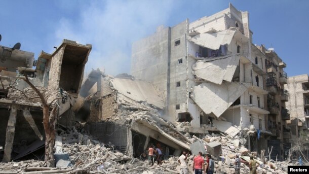 Barrel Bomb Attack in Aleppo, Syria