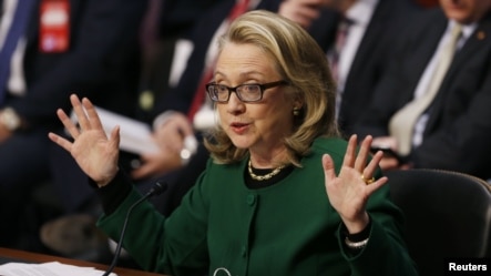 U.S. Secretary of State Hillary Clinton responds to criticism at a congressional hearing on the attack on in Benghazi, Libya, Washington, January 23, 2012.