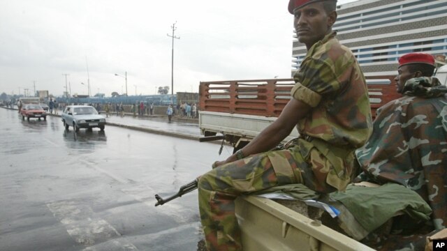 FILE - Members of the Ethiopian army on the streets of Addis Ababa.