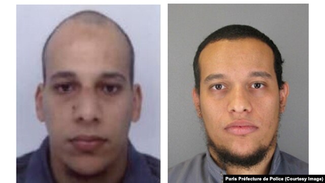 Hai anh em can phạm vụ thảm sát tại tòa soạn báo Charlie Hebdo, Chérif Kouachi (trái) và Said Kouachi.