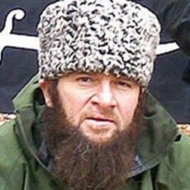 In this screen shot taken in Moscow, Wednesday, Dec. 2, 2009 a computer screen shows an undated photo of a man identified as Chechen separatist leader Doku Umarov posted on the Kavkazcenter.com site.