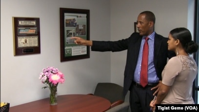 Tashitaa Tufaa, owner, CEO and president of Metropolitan Transportation Network Inc., at the company's headquarters, in Fridley, Minnesota, Aug. 9, 2017.