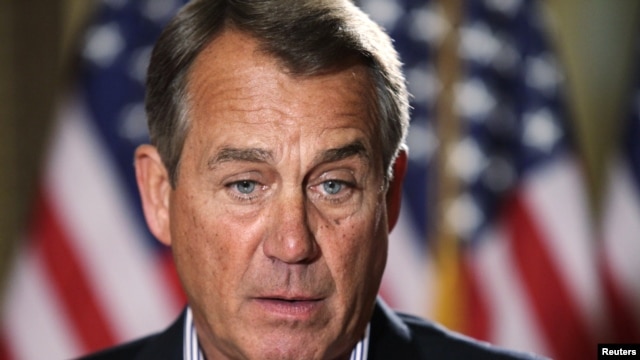 U.S. House Speaker John Boehner (R-OH) speaks to the media outside his office on Capitol Hill in Washington, December 7, 2012.