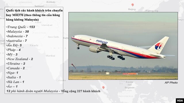 Quốc tịch các hành khách trên chuyến bay MH370.