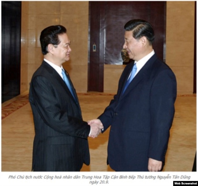 Thủ tướng và Phó Chủ tịch Trung Quốc Tập Cận Bình tại Nam Ninh ngày 20/9/2011 (Ảnh: Screenshot)