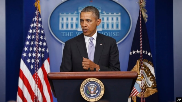 President Barack Obama speaks about Ukraine in the James Brady Press Briefing Room at the White House in Washington, Feb. 28, 2014