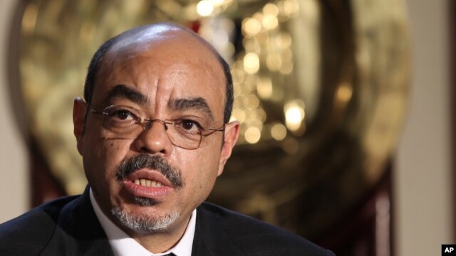 Meles Zenawi speaks to reporters in Cairo, Sept. 17, 2011. 