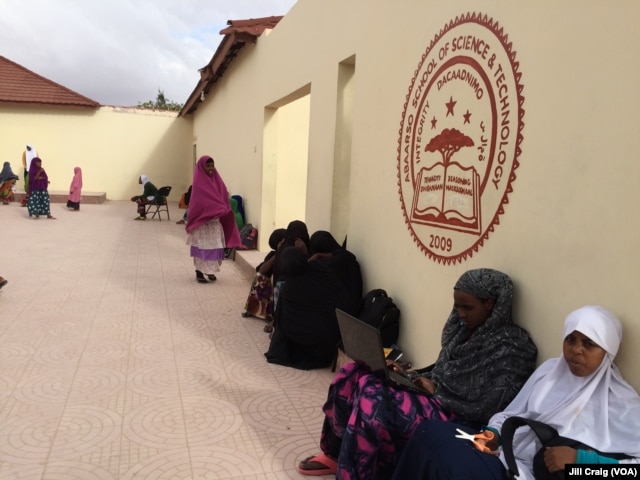 Students at Abaarso School of Science and Technology relax in a courtyard after school, in Hargeisa, Somaliland, April 3, 2016.