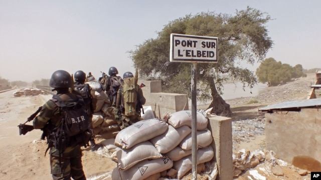 Binh lính Cameroon đứng gác tại một tháp canh khi tham gia hoạt động chống các phần tử Hồi giáo cực đoan Boko Haram.