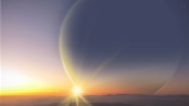 Drawing of how exoplanet 'PH2 b' might look from its moon (Univ. Oxford/Haven Giguere)