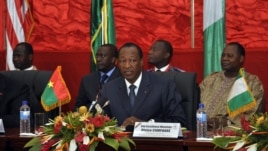 The president of Burkina Faso, Blaise Compaore, speaks during ECOWAS talks on Mali on July 7, 2012, in Ouagadougou. 
