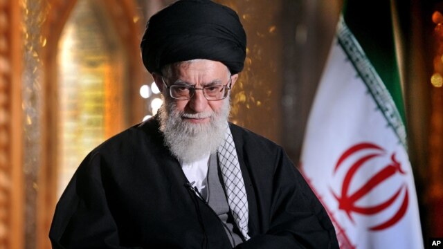 In this photo released by official website of the Iranian supreme leader's office, Iranian supreme leader Ayatollah Ali Khamenei delivers a speech for the Iranian New Year, Nowruz, in Tehran, Iran, March 20, 2013.