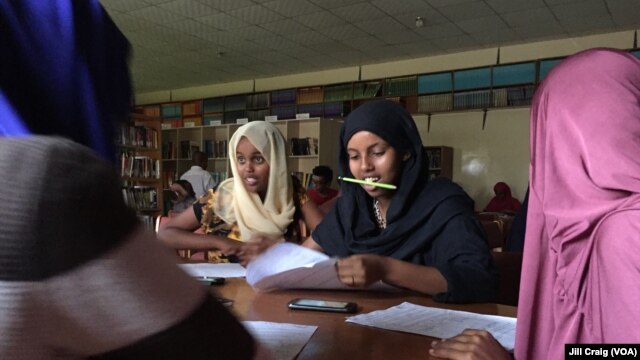 Students gather after school to prepare for the ACT, the American college entrance exam, at Abaarso School of Science and Technology, in Hargeisa, Somaliland, April 3, 2016. 