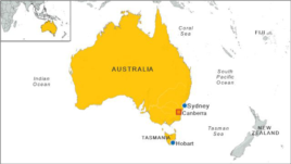 Bản đồ bang Tasmania ở Australia.