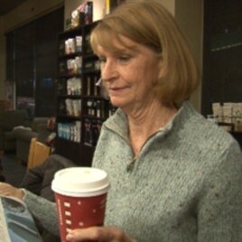 Sally Shafor gets a cup of coffee at a Starbucks in Alexandria, Virginia.