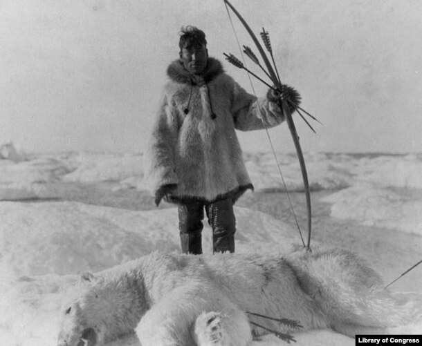 Eskimo Hunter with Polar Bear