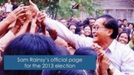 A screenshot of the Facebook page of Cambodian opposition leader Sam Rainsy on June 14, 2013, showing a fan number of over 70,000. 