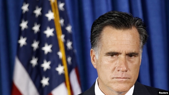 U.S. Republican presidential nominee and former Massachusetts Governor Mitt Romney listens to questions on the attack on the U.S. consulate in Libya, in Jacksonville, Florida, September 12, 2012.