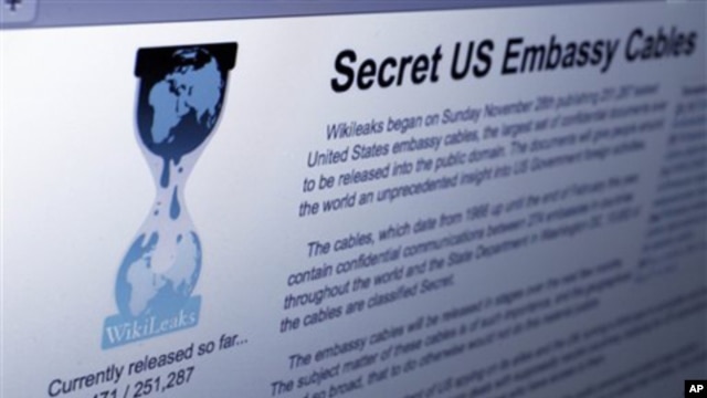 The Internet homepage of Wikileaks is shown in this photo taken in New York,  1 Dec.  2010.